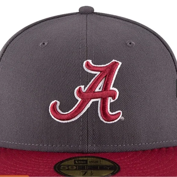 Alabama Crimson Tide New Era Basic 59FIFTY Fitted Hat - Graphite/Crimson - Picture 2 of 8